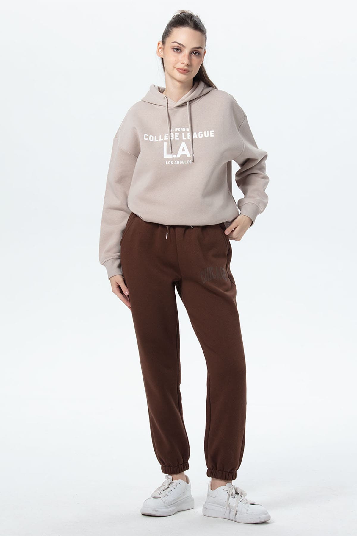 Pantalón Buzo Mujer Jogger Cafe