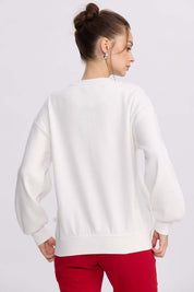 Polerón Mujer Print Crema