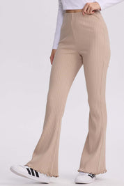 Pantalón Mujer Flare Rib Beige