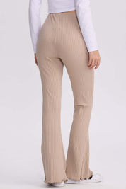 Pantalón Mujer Flare Rib Beige