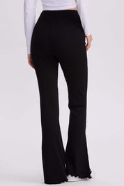 Pantalón Mujer Flare Rib Negro