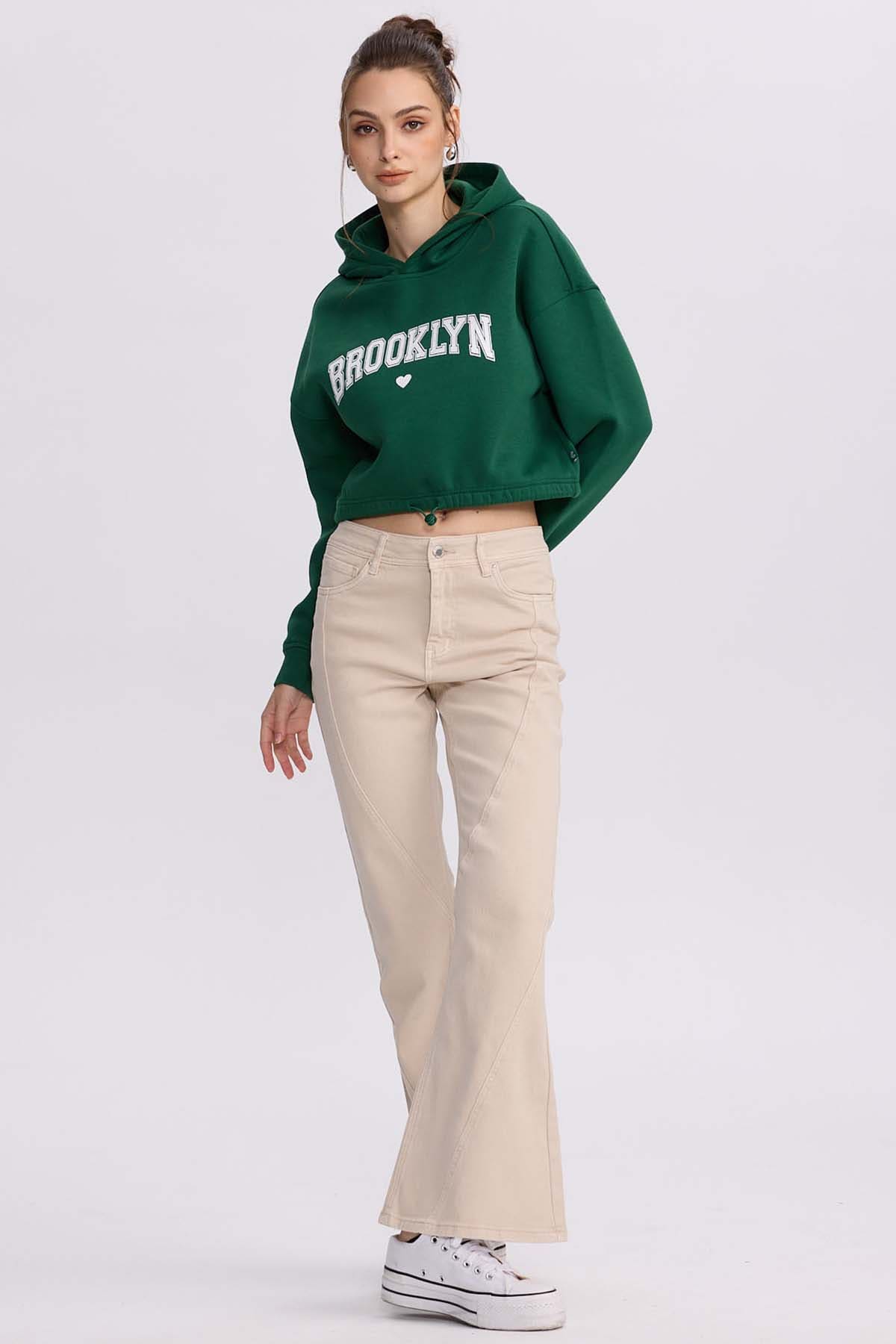 Polerón Mujer Cropped Verde Esmeralda