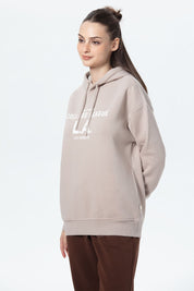 Polerón Mujer Oversize Print Beige