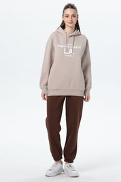 Polerón Mujer Oversize Print Beige