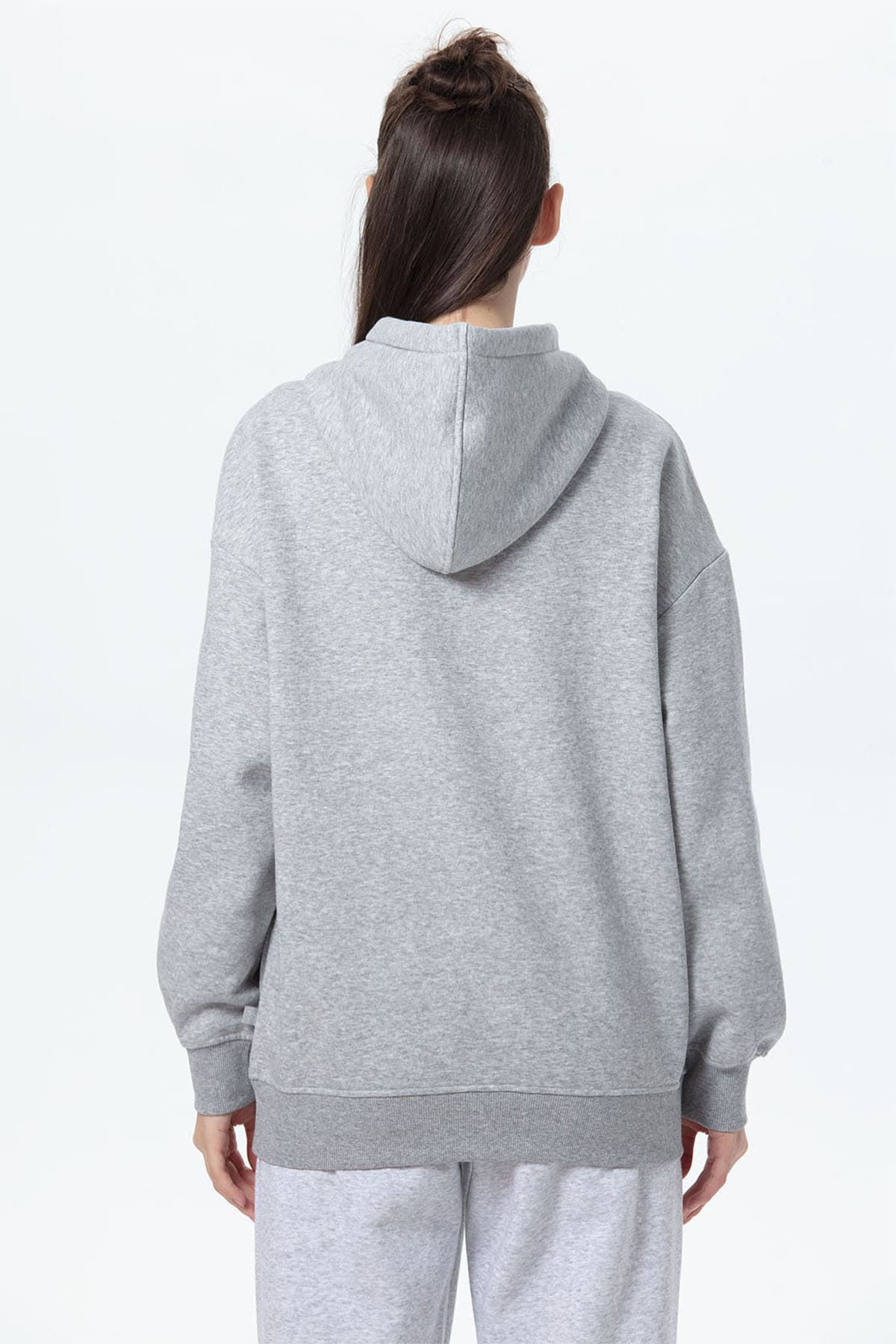 Polerón Mujer Oversize Print Gris Melange