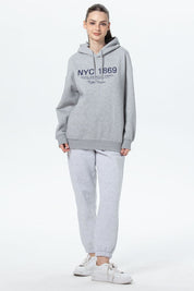 Polerón Mujer Oversize Print Gris Melange