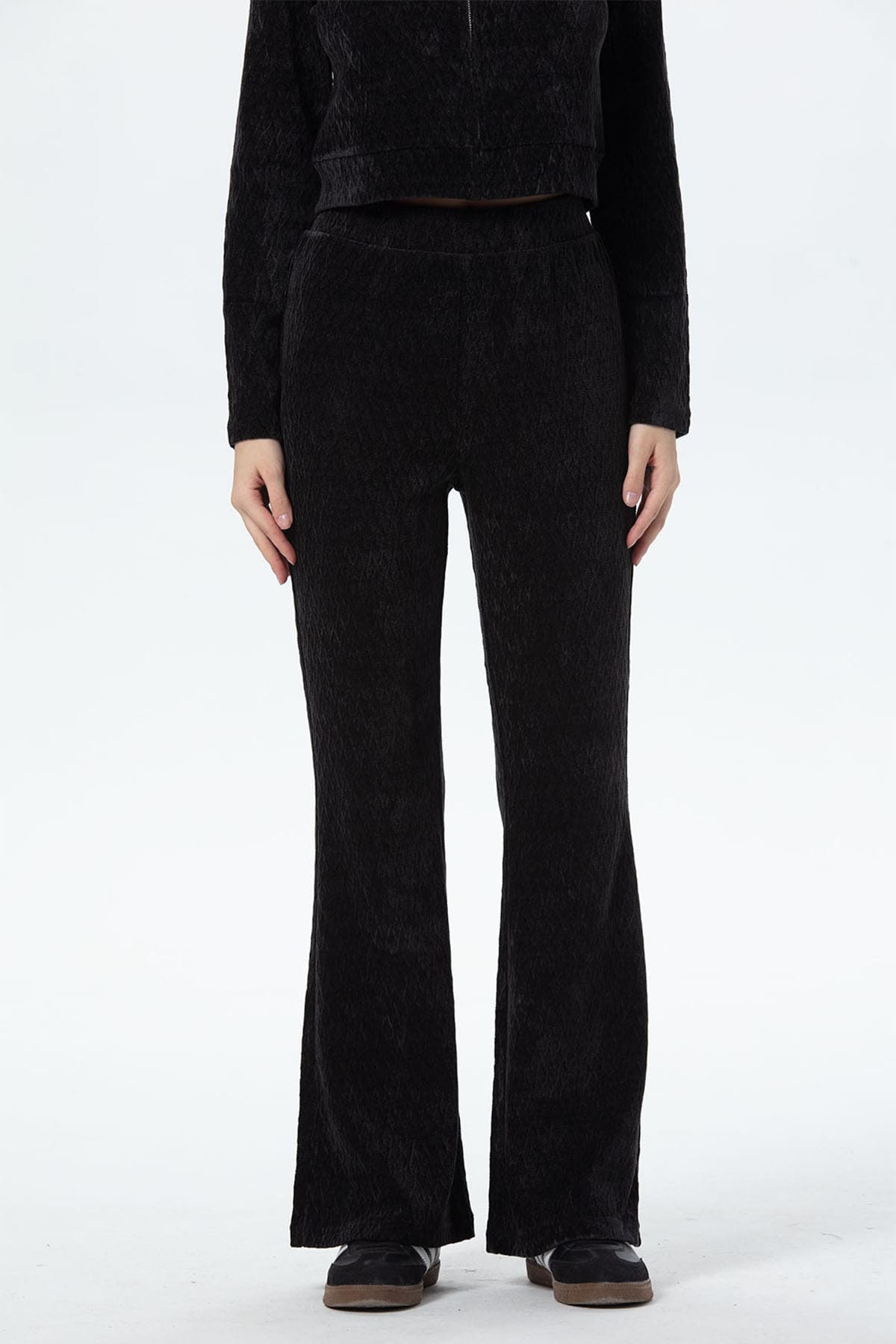 Pantalón Mujer Flare Chenille Negro