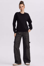 Polerón Mujer Oversize Bordado Negro