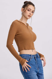 Sweater Mujer Zipper Camel