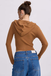 Sweater Mujer Zipper Camel