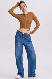 Sweater Mujer Zipper Camel