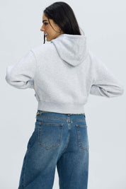 Polerón Mujer Crop Gris Melange