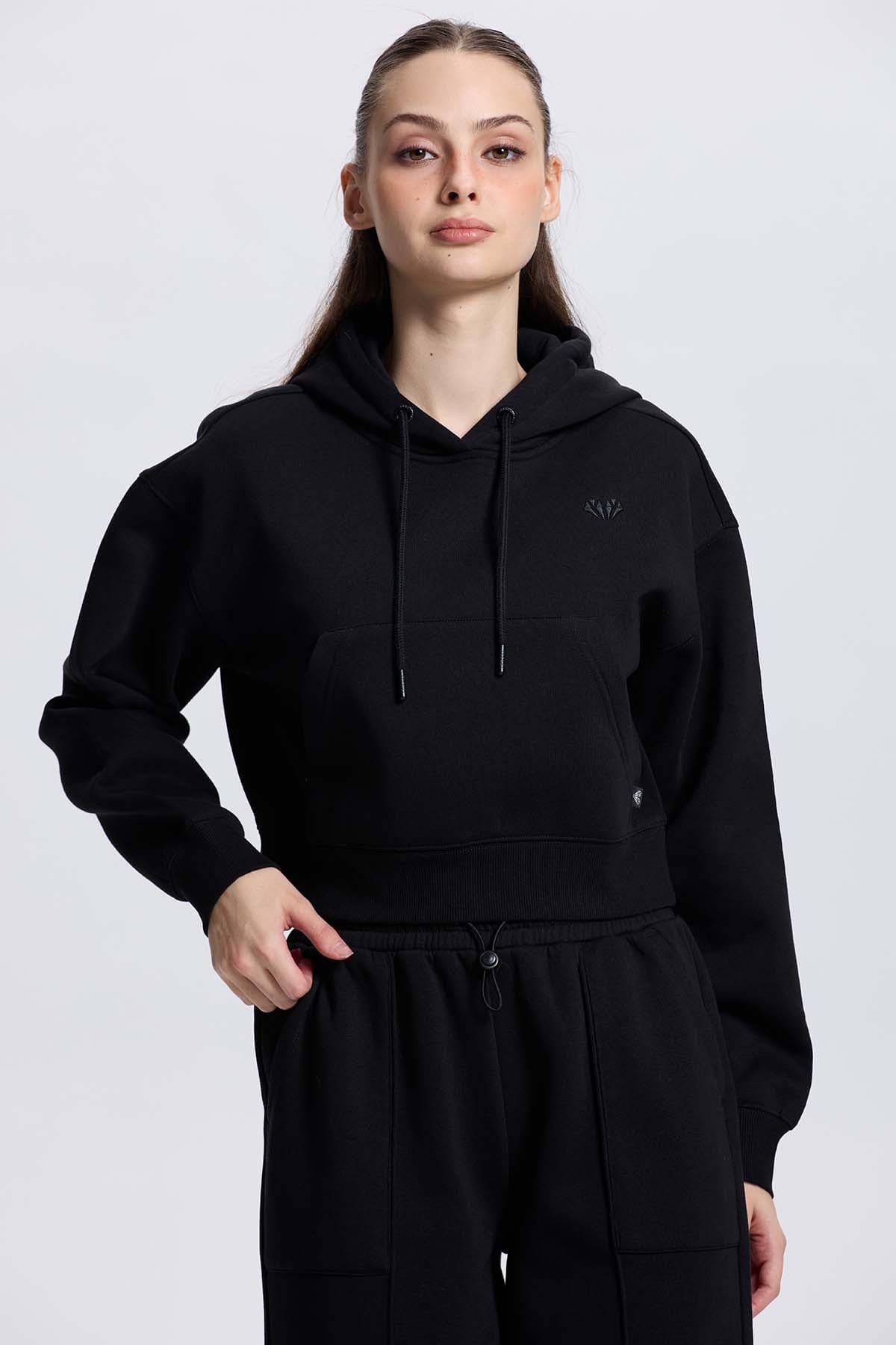 Polerón Mujer Crop Negro
