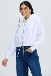 Polerón Mujer Zipper Crop Blanco Blanco / XL
