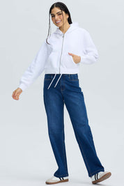 Polerón Mujer Zipper Crop Blanco Blanco / XL