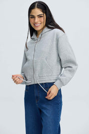 Polerón Mujer Zipper Crop Gris Melange Gris / XL