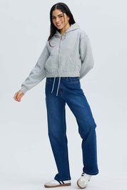 Polerón Mujer Zipper Crop Gris Melange Gris / XL