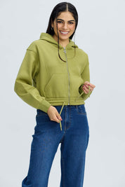 Polerón Mujer Zipper Crop Verde Verde / XL