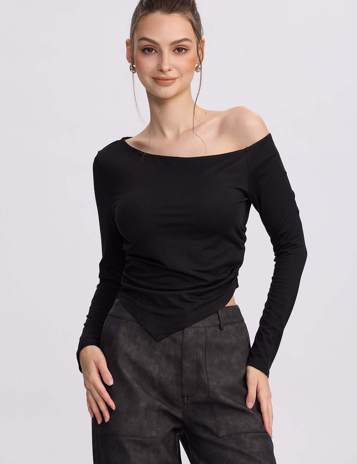 Polera Mujer Asimétrica Negro
