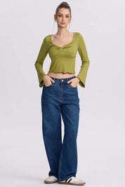 Polera Mujer Escote V Verde Agua