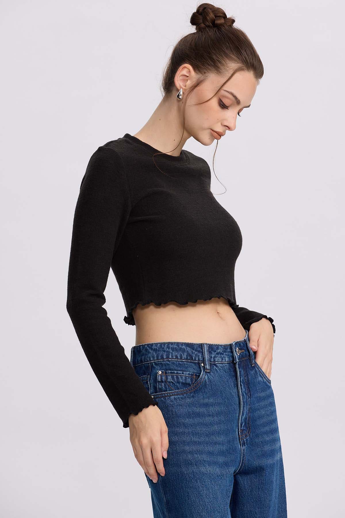 Sweater Mujer Crop Negro