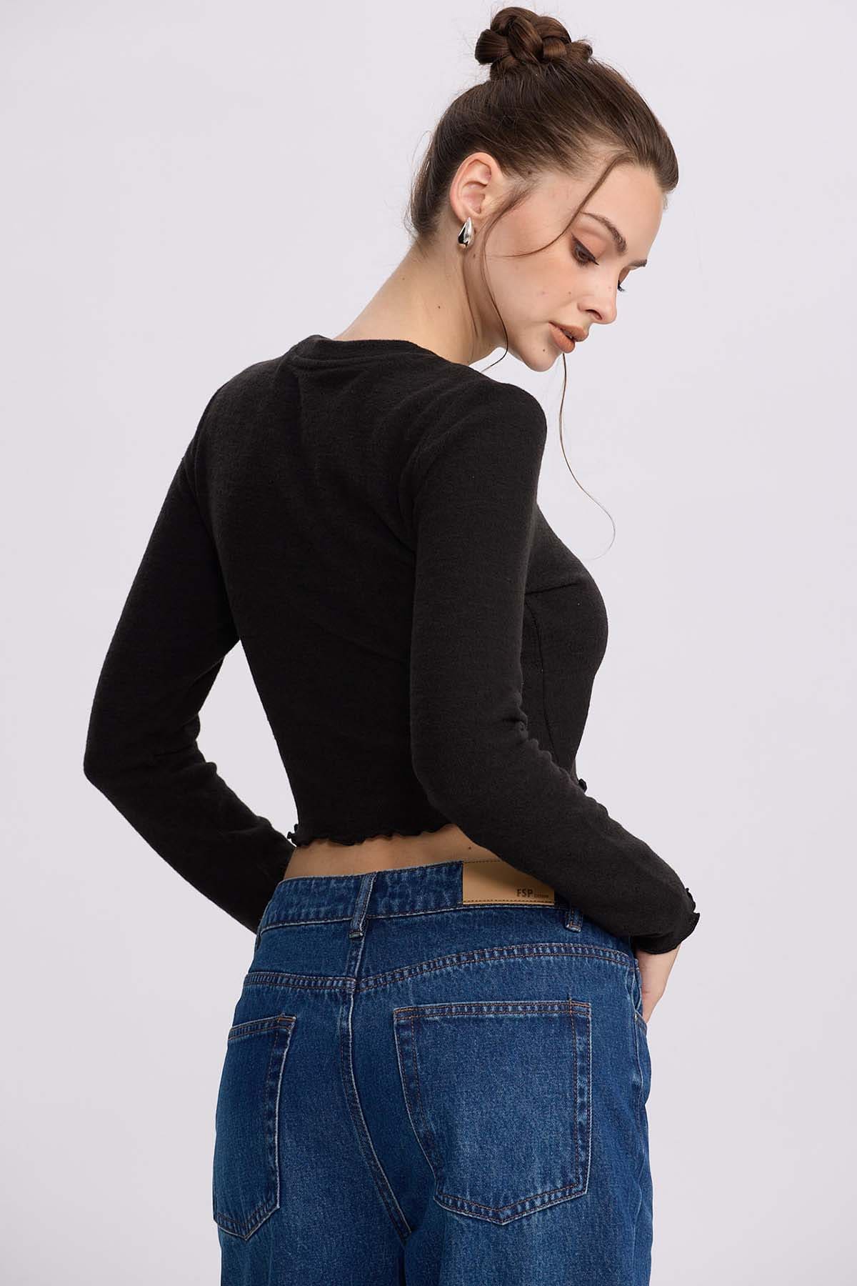 Sweater Mujer Crop Negro