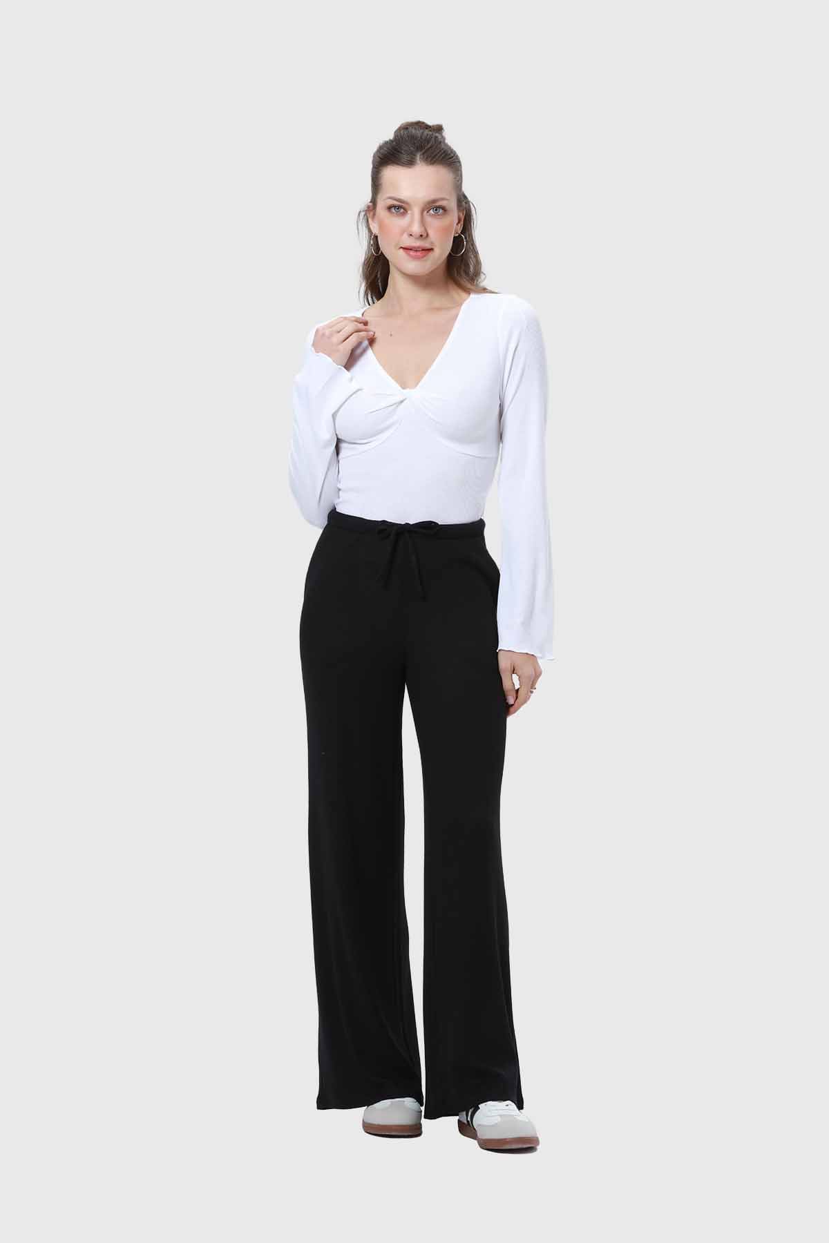 Pantalón Mujer Rib Negro