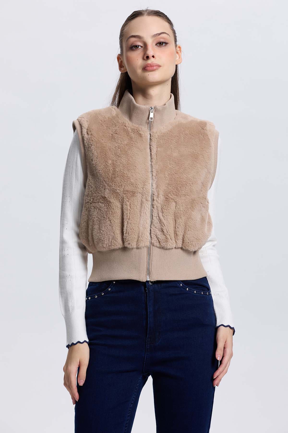 Chaqueta Mujer Juvenil Sin Mangas Beige