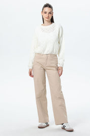 Sweater Mujer Calado Crudo