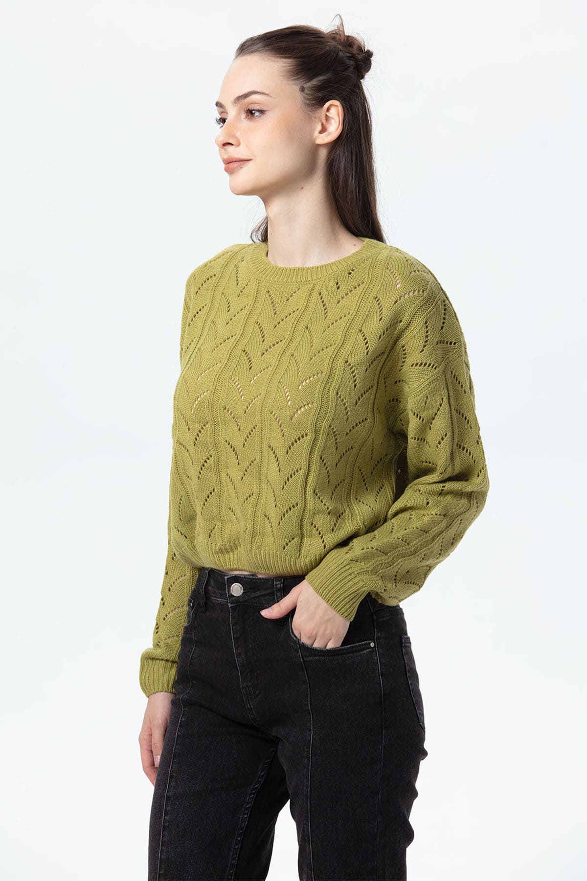 Sweater Mujer Calado Verde Agua