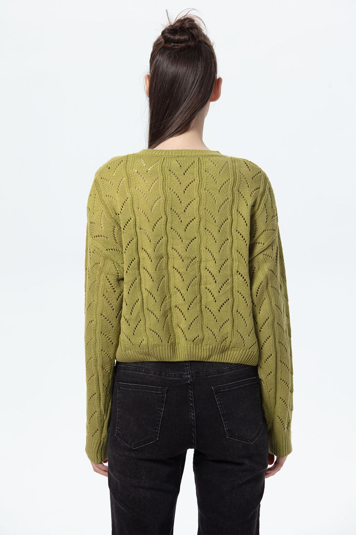 Sweater Mujer Calado Verde Agua