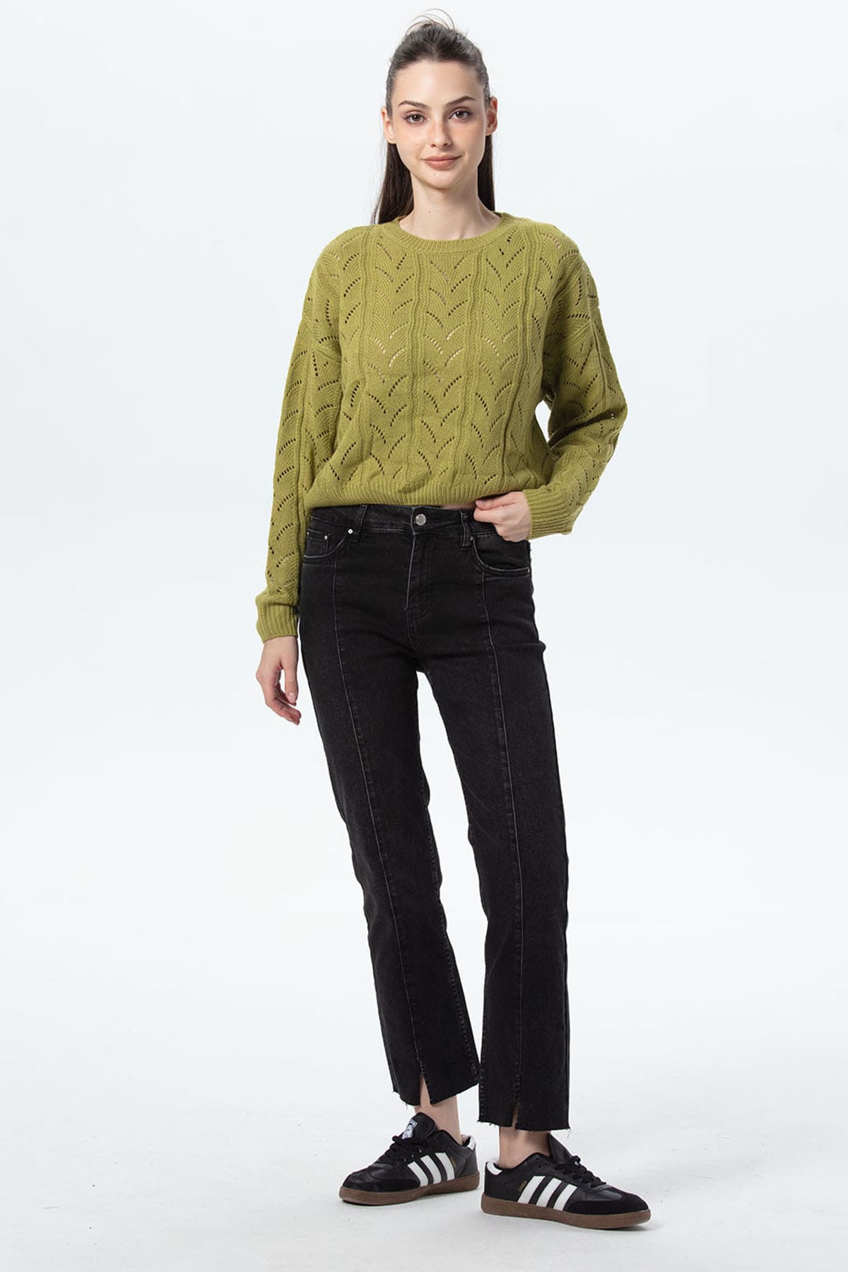 Sweater Mujer Calado Verde Agua