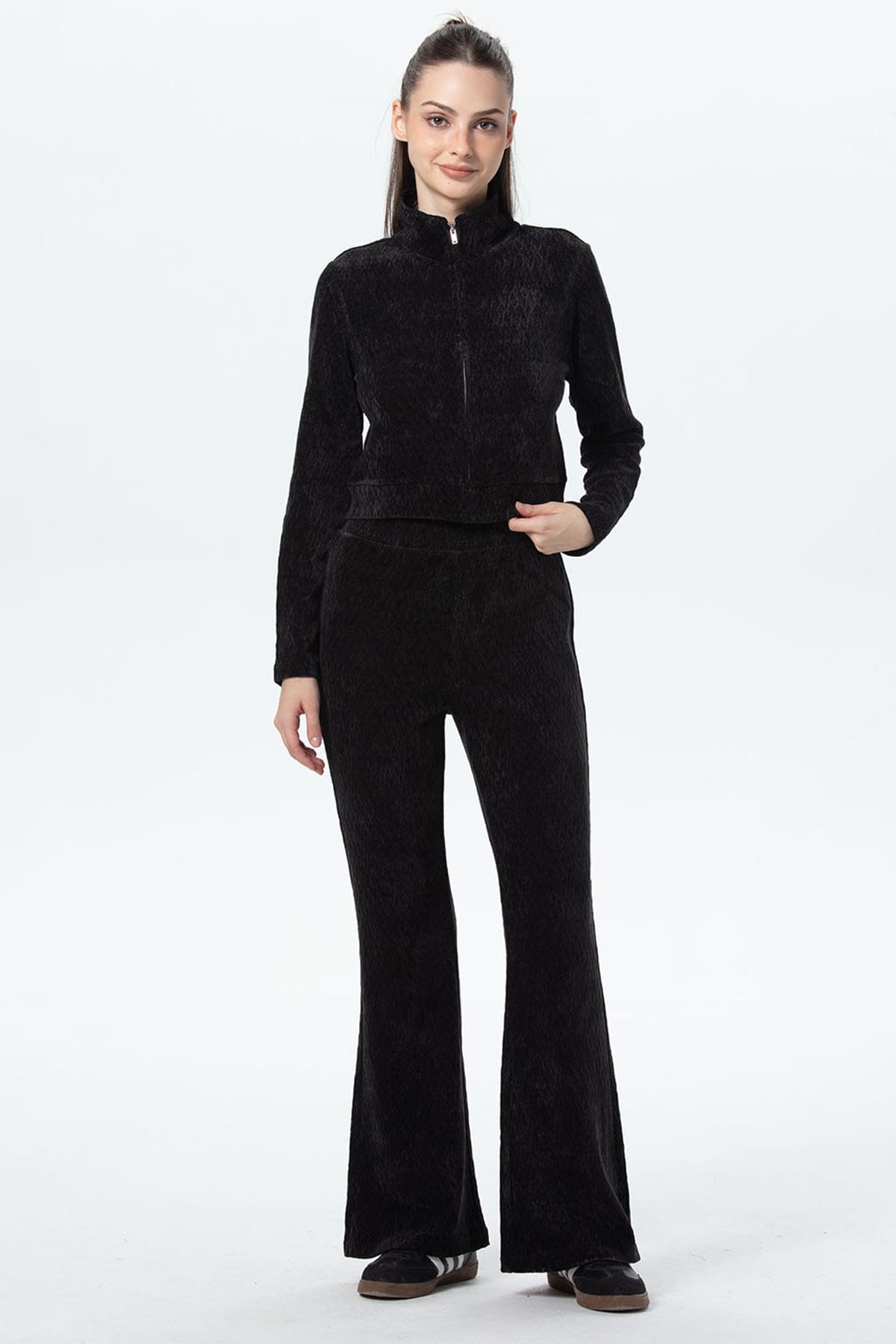 Polerón Mujer Chenille Pretina Negro