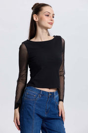 Polera Mujer Malla Negro