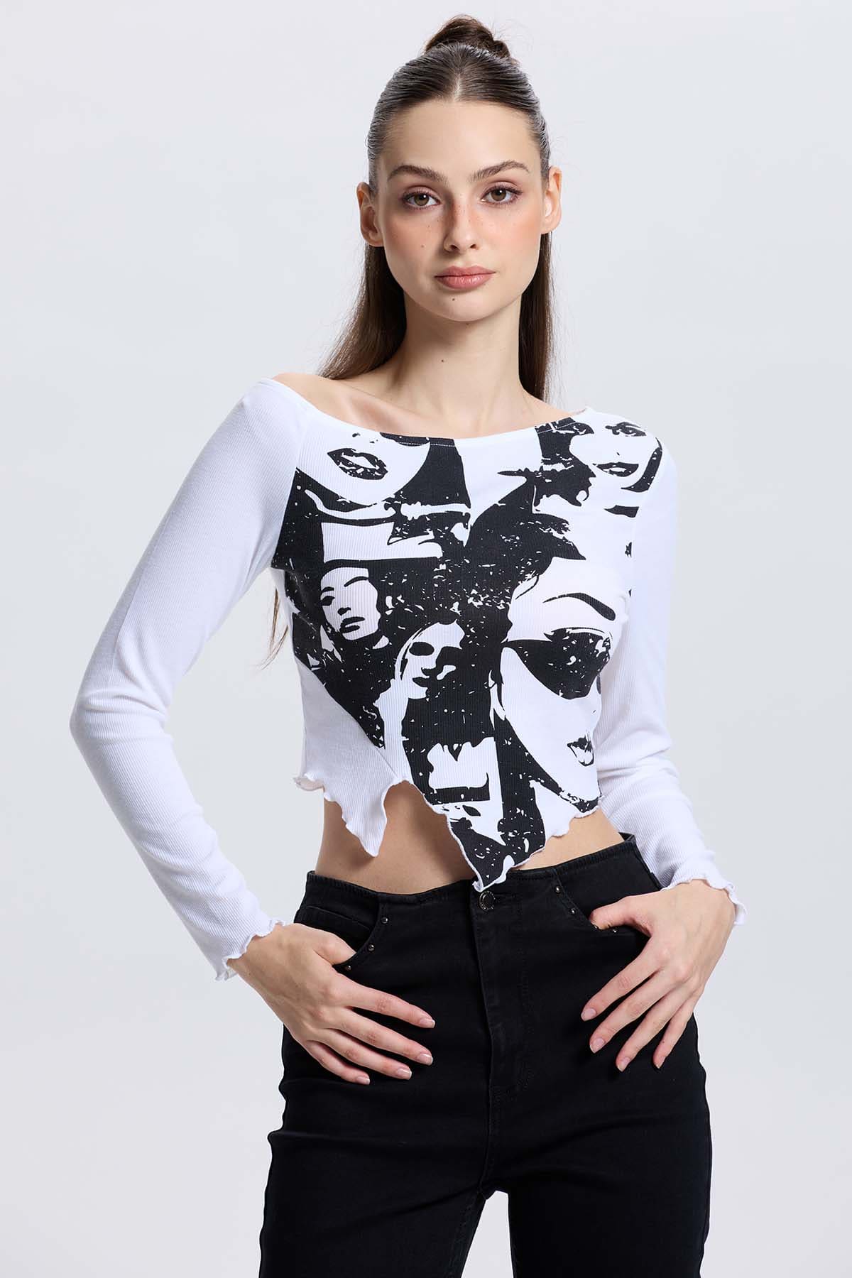 Polera Mujer Asímetrica Blanco