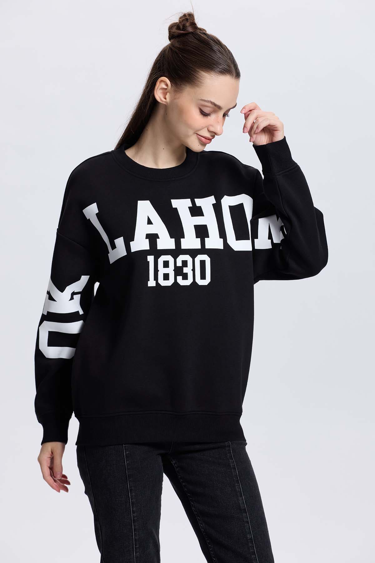 Polerón Mujer Print Mangas Negro