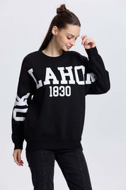 Polerón Mujer Print Mangas Negro