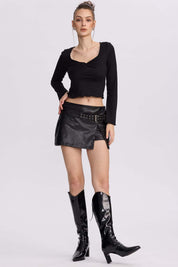 Falda Mujer Short Cinturón Negro