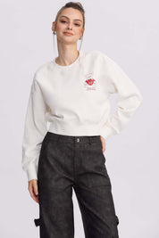 Polerón Mujer Crop Print Blanco
