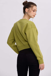 Polerón Mujer Crop Print Verde Claro