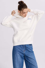 Polerón Mujer Canguro Print Crudo