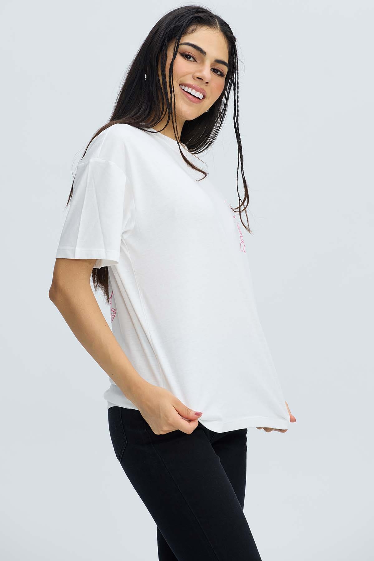 Polera Mujer Oversize Crudo Blanco / XL