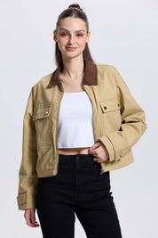 Chaqueta Mujer Bolsillo Beige