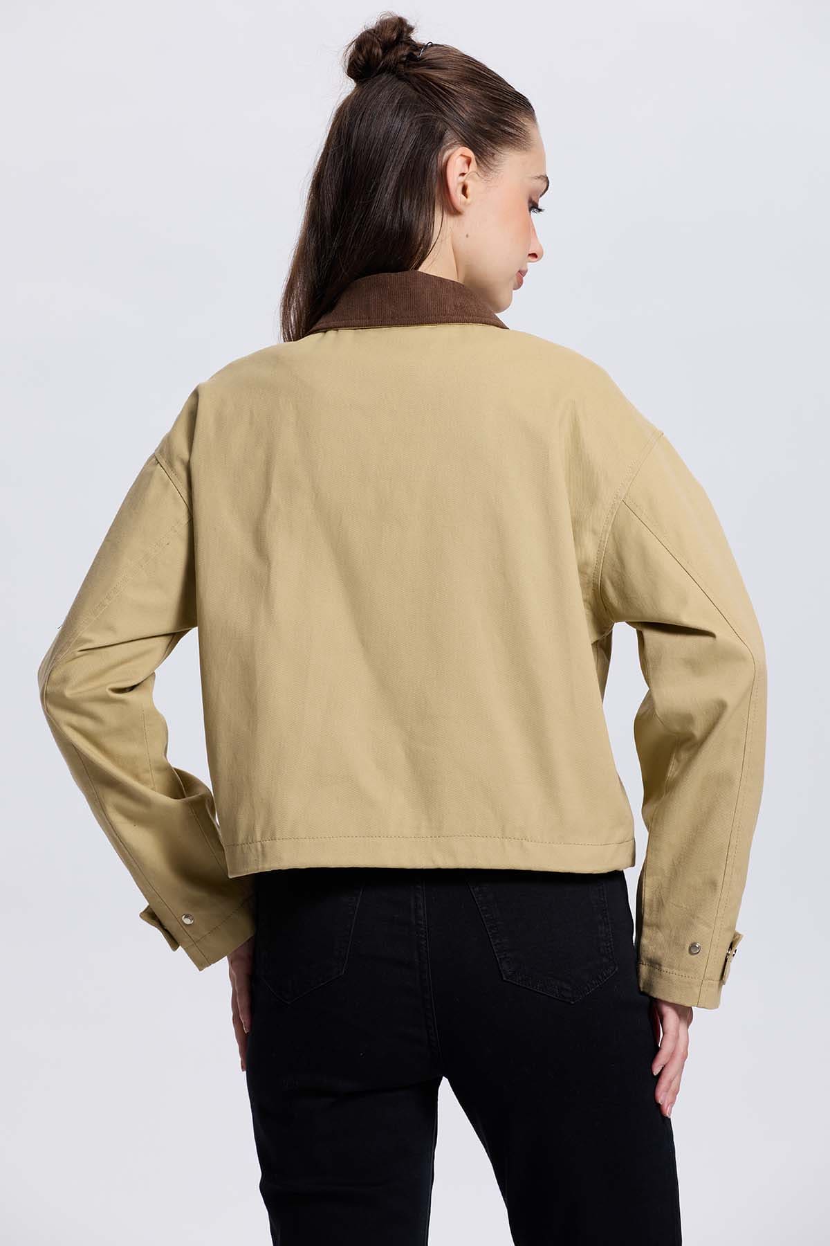 Chaqueta Mujer Bolsillo Beige