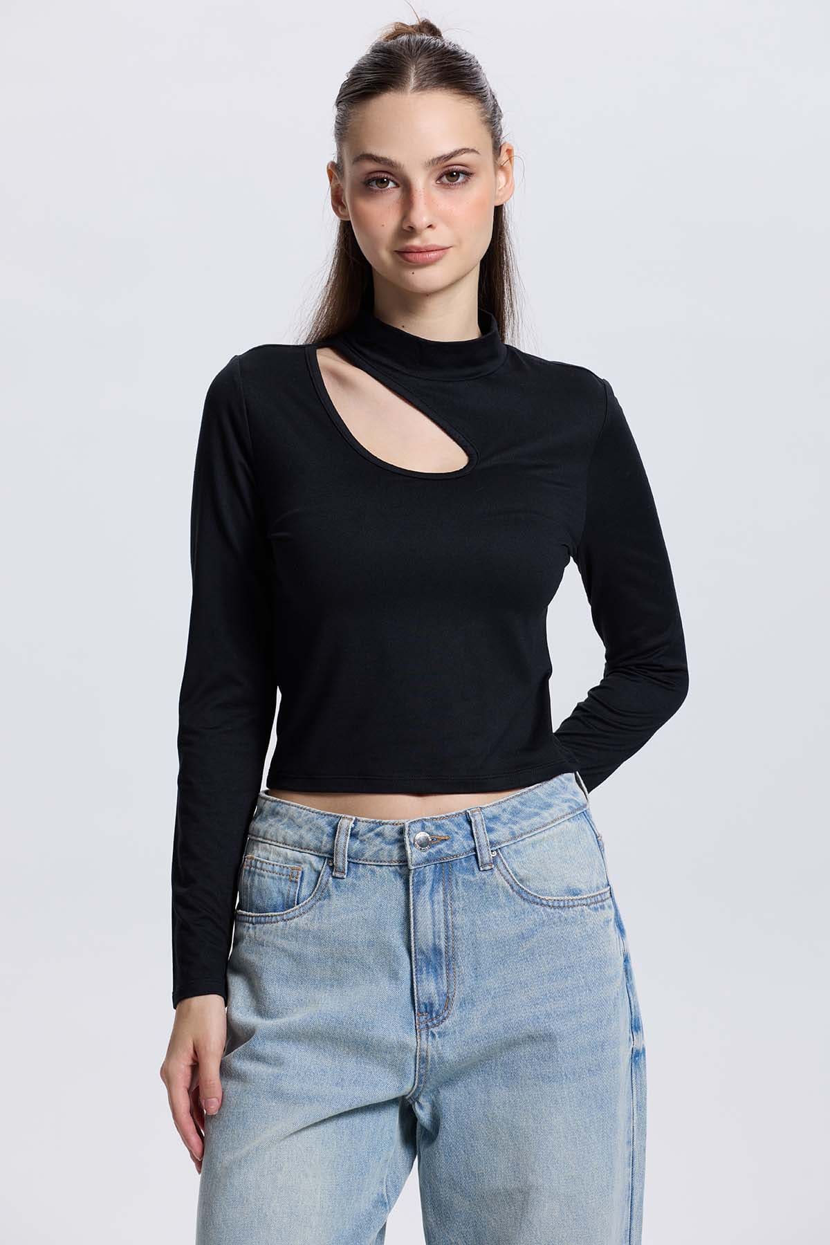 Polera Mujer Cut Out Negro