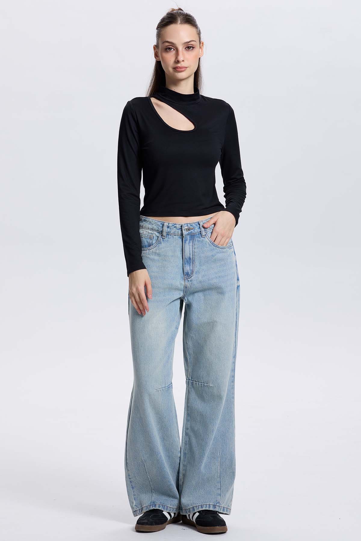 Polera Mujer Cut Out Negro