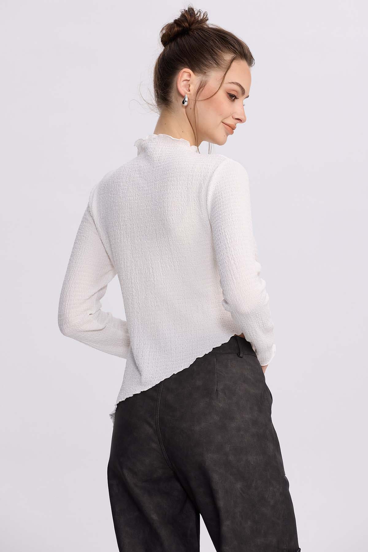 Polera Mujer Asímetrica Blanco
