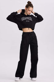 Pantalón Mujer Cargo Pinzas Negro