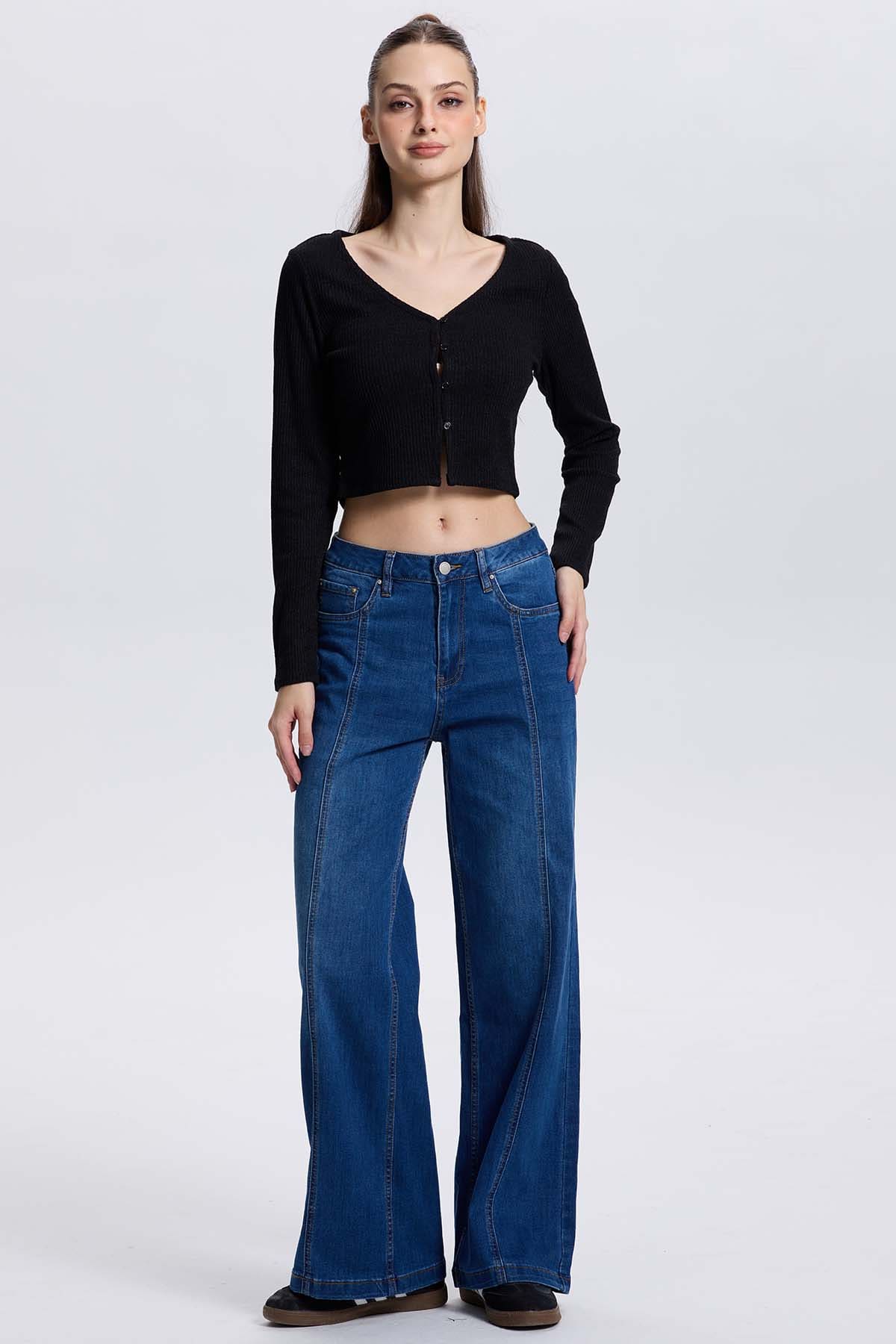 Sweater Mujer Botones Negro