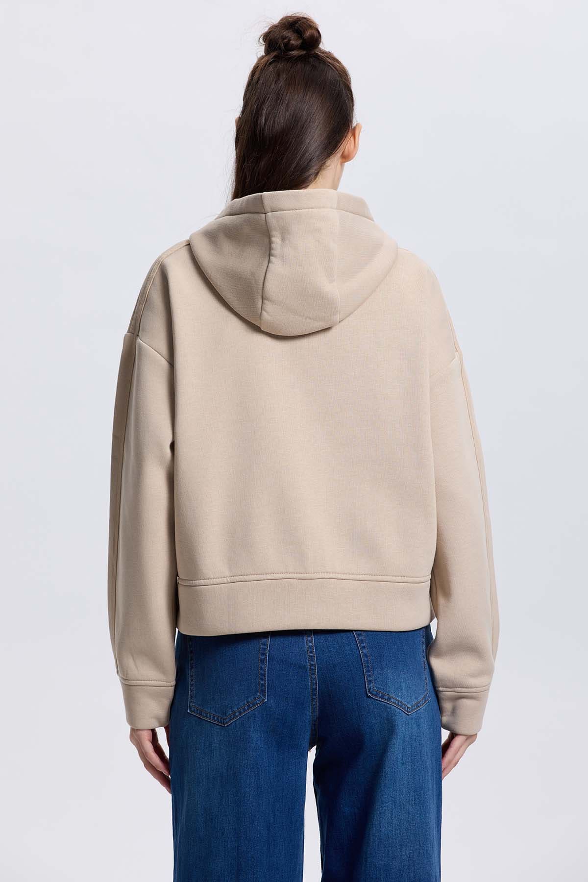 Polerón Mujer Full Zipper Beige
